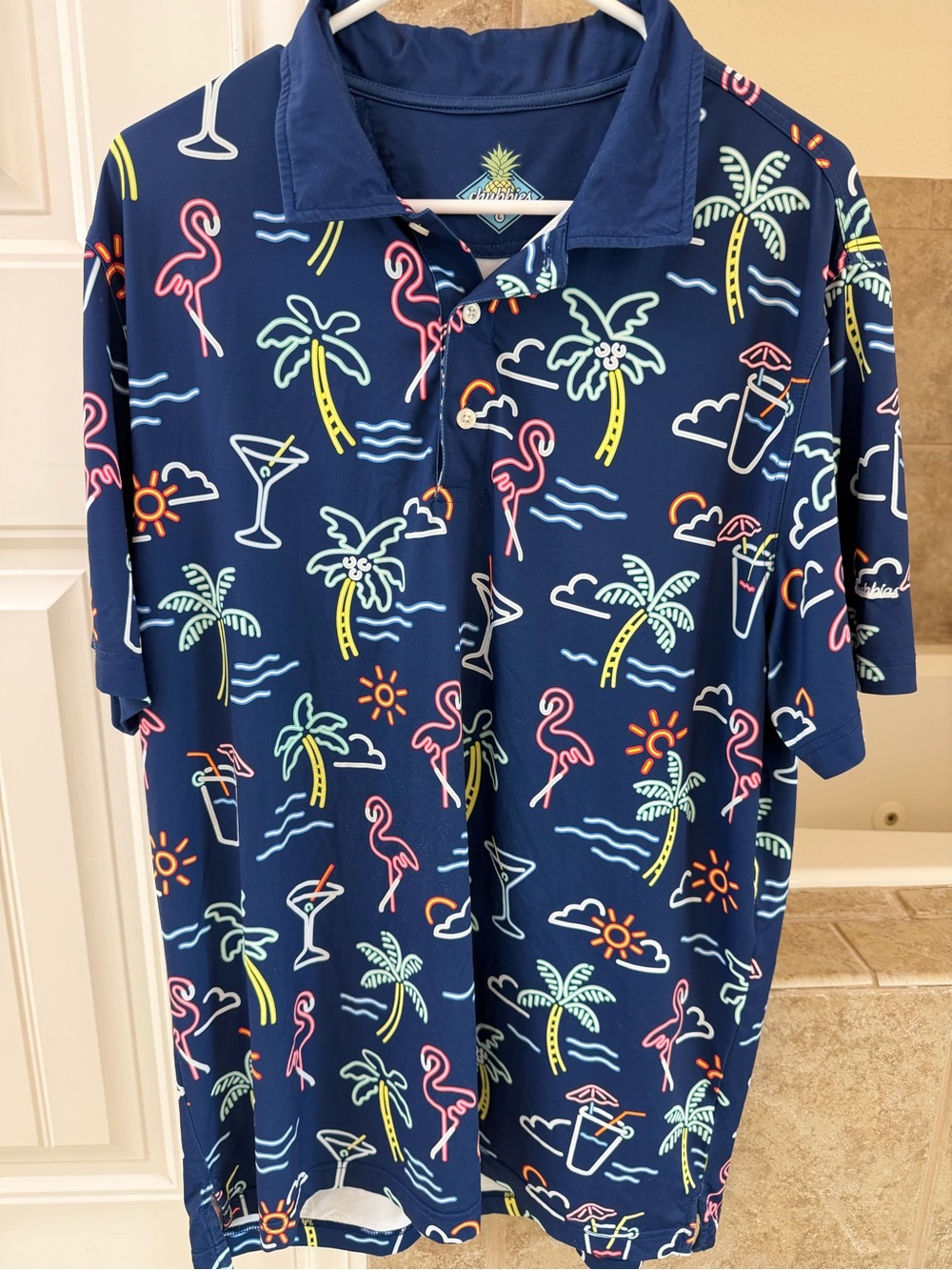 Men's Chubbies Navy Tropical Neon Shirt